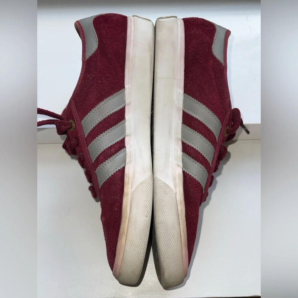 The Hundreds x Adidas “Striker” Skateboarding Sneakers in Burgundy and Gray